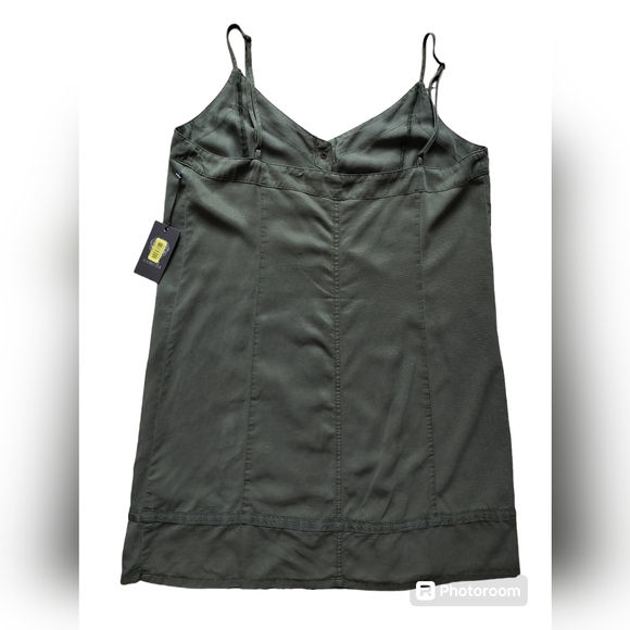 New Vince Camuto olive green casual dress spaghetti straps size L - Picture 6 of 12